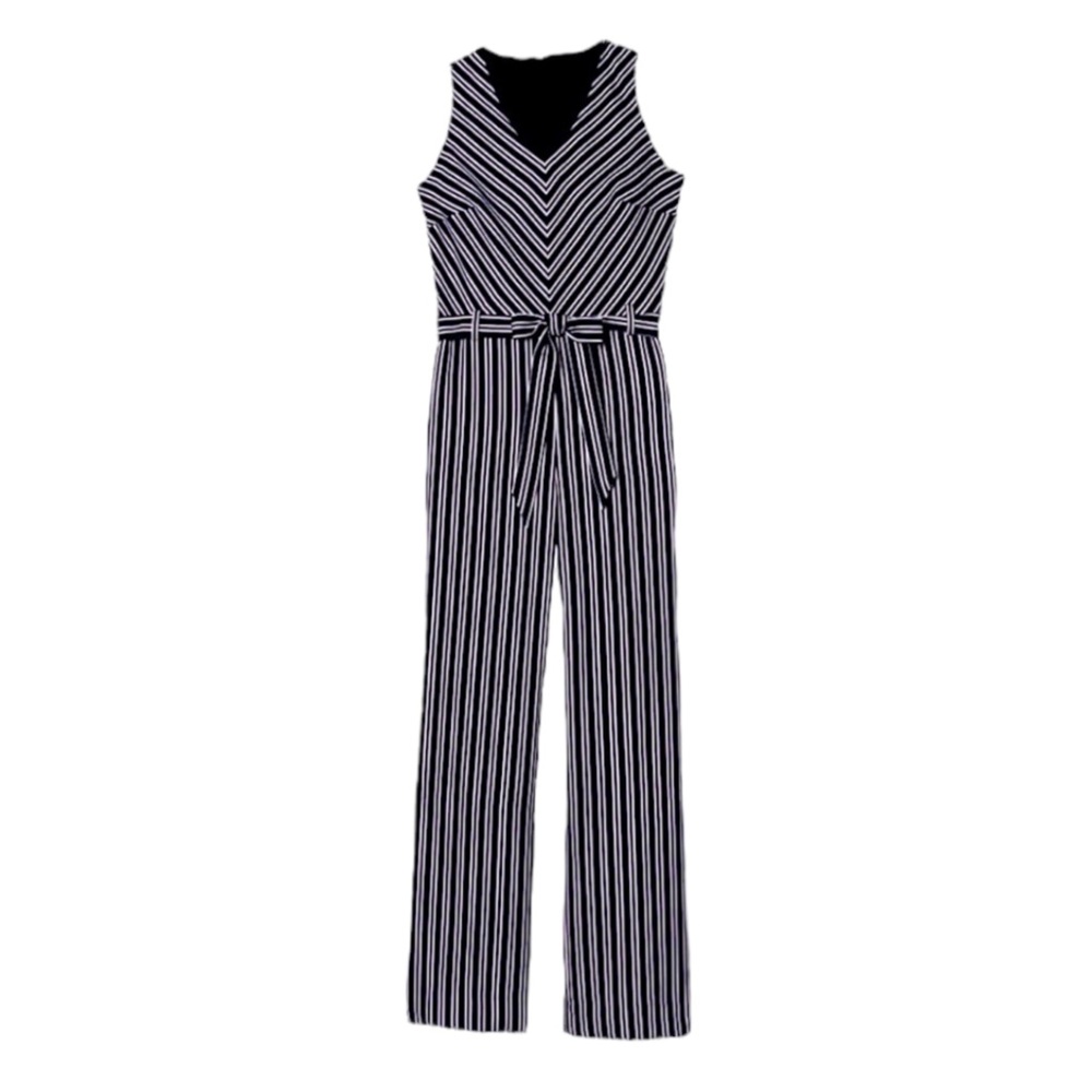 Banana Republic Striped V Neck Sleeveless Jumpsuit - Picture 2 of 12